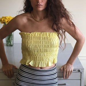 Shirred Yellow Tube Top